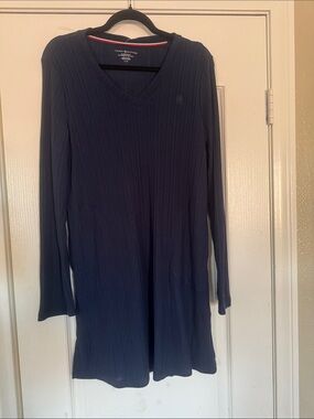 Tommy Hilfiger Navy Ribbed V-Neck Long Sleeve Tunic Dress